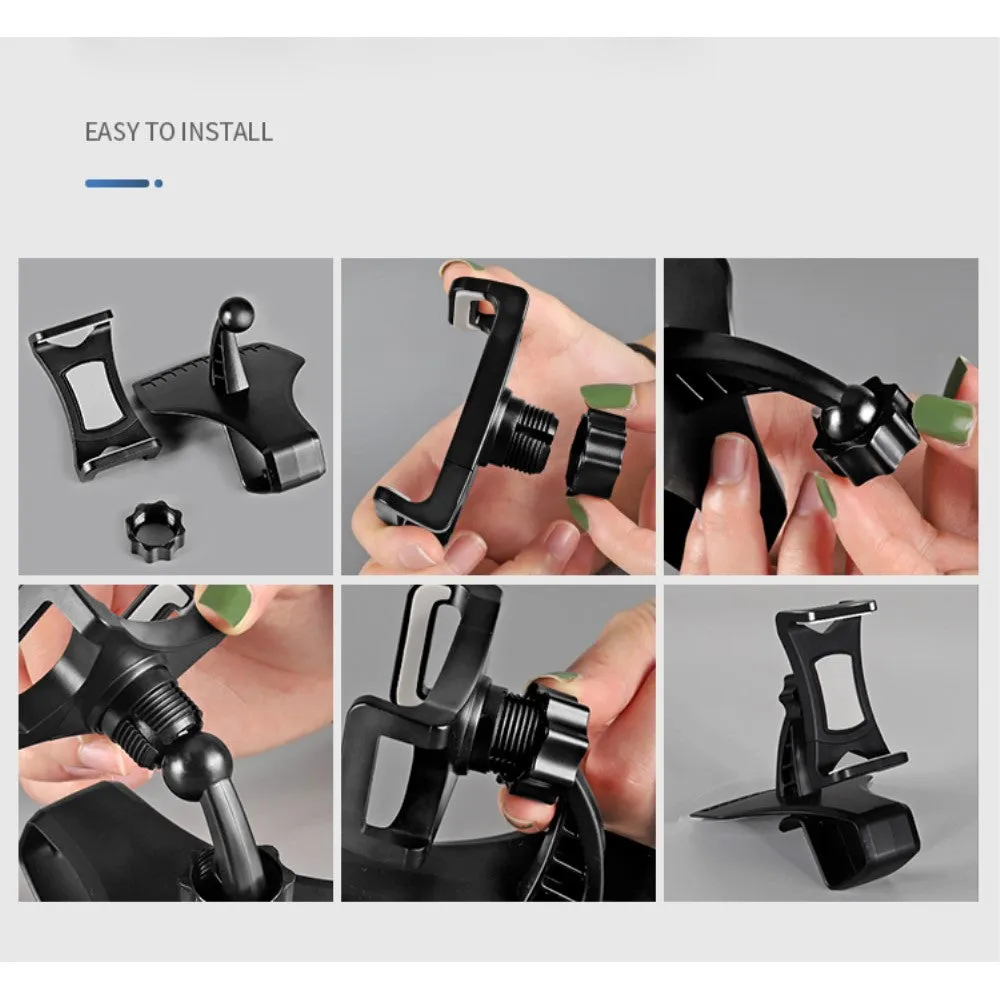 3 in 1 Car GPS Smartphone Holder: Dashboard / Visor Clamp   AC Grid Clip for SHARP ANDROID ONE S5 (2018) - Black