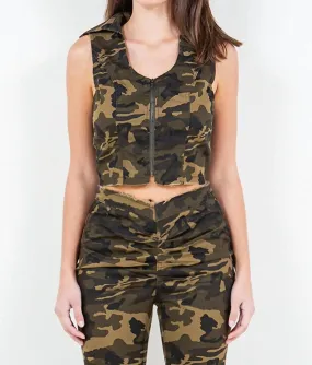 American Bazi - Zip Up Crop Denim Vest