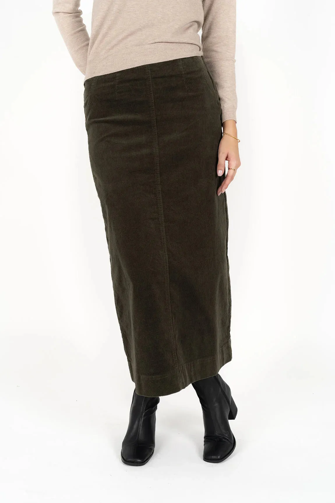 Billie Cord Skirt - Moss