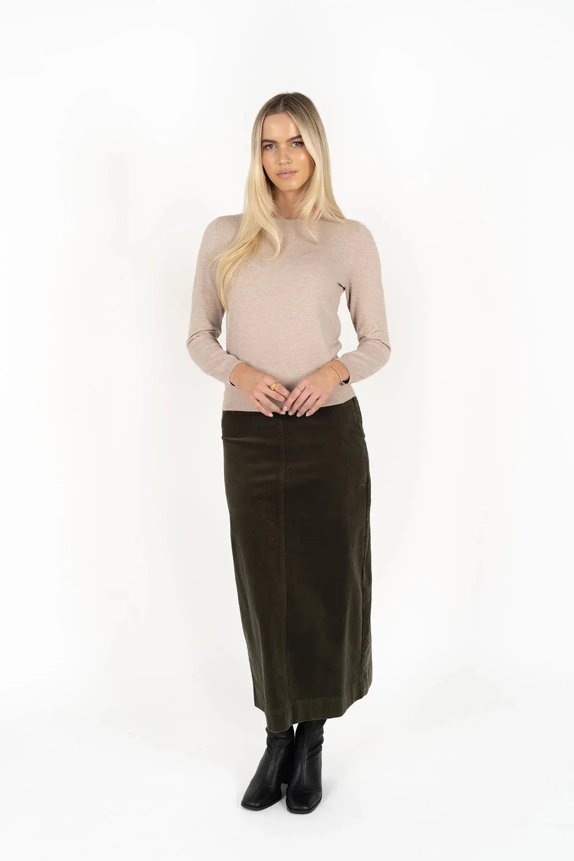 Billie Cord Skirt - Moss