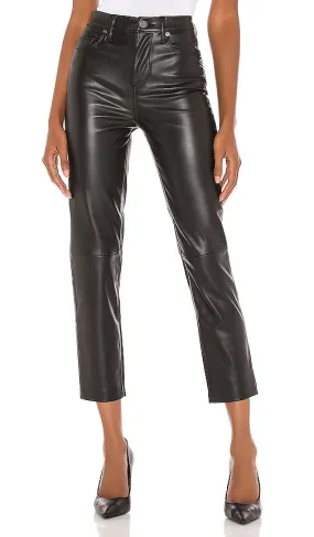 BLANKNYC Faux Leather Straight Leg Pant in Black