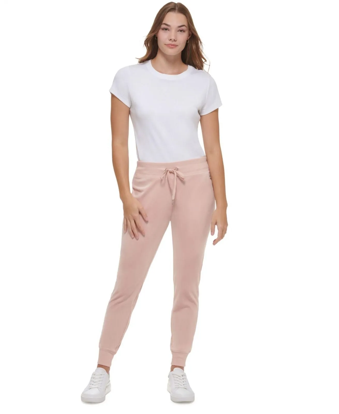 Calvin Klein Comfortable Jogger Everyday Velour Drawstring Pant Blush Pink M