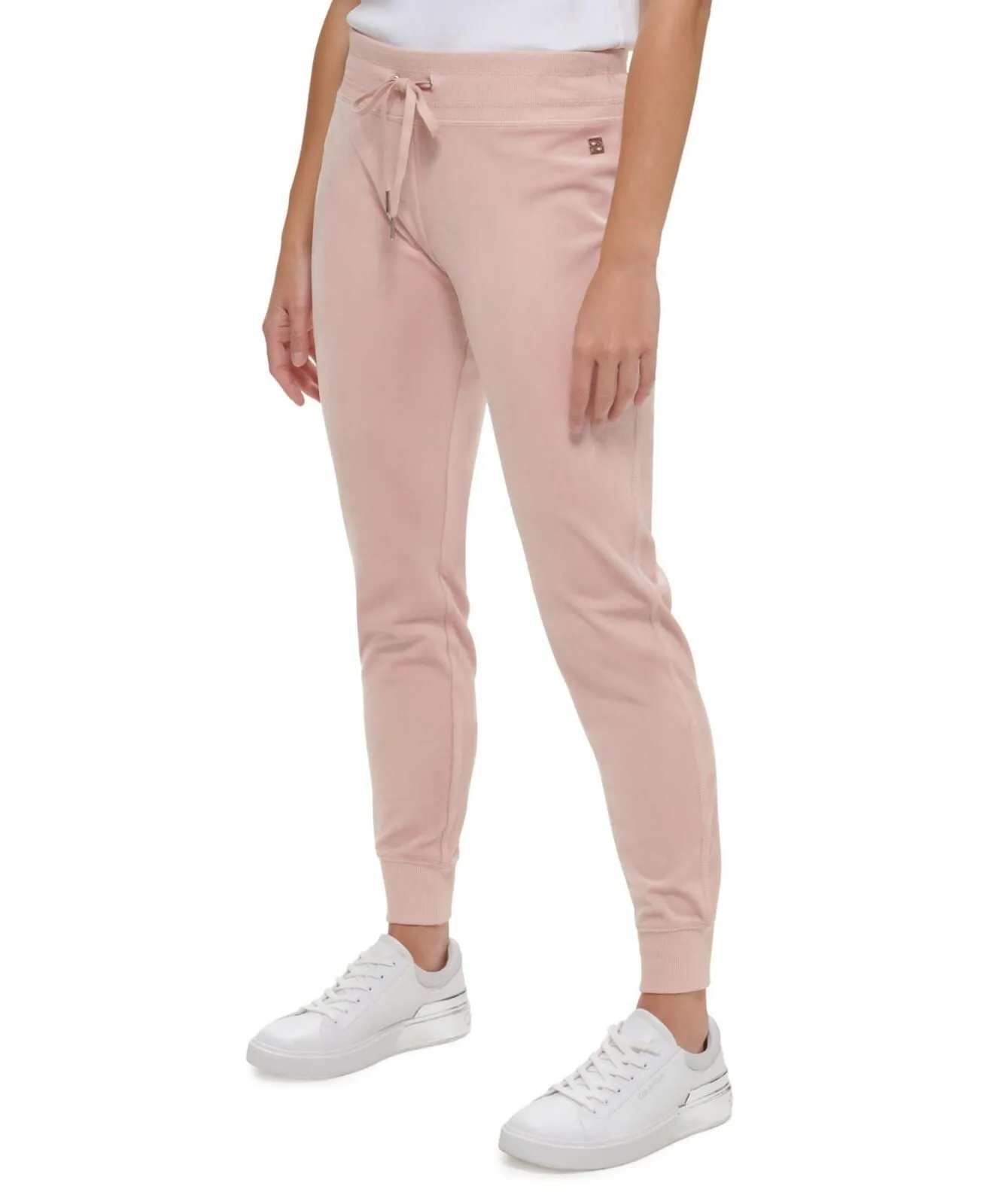 Calvin Klein Comfortable Jogger Everyday Velour Drawstring Pant Blush Pink M