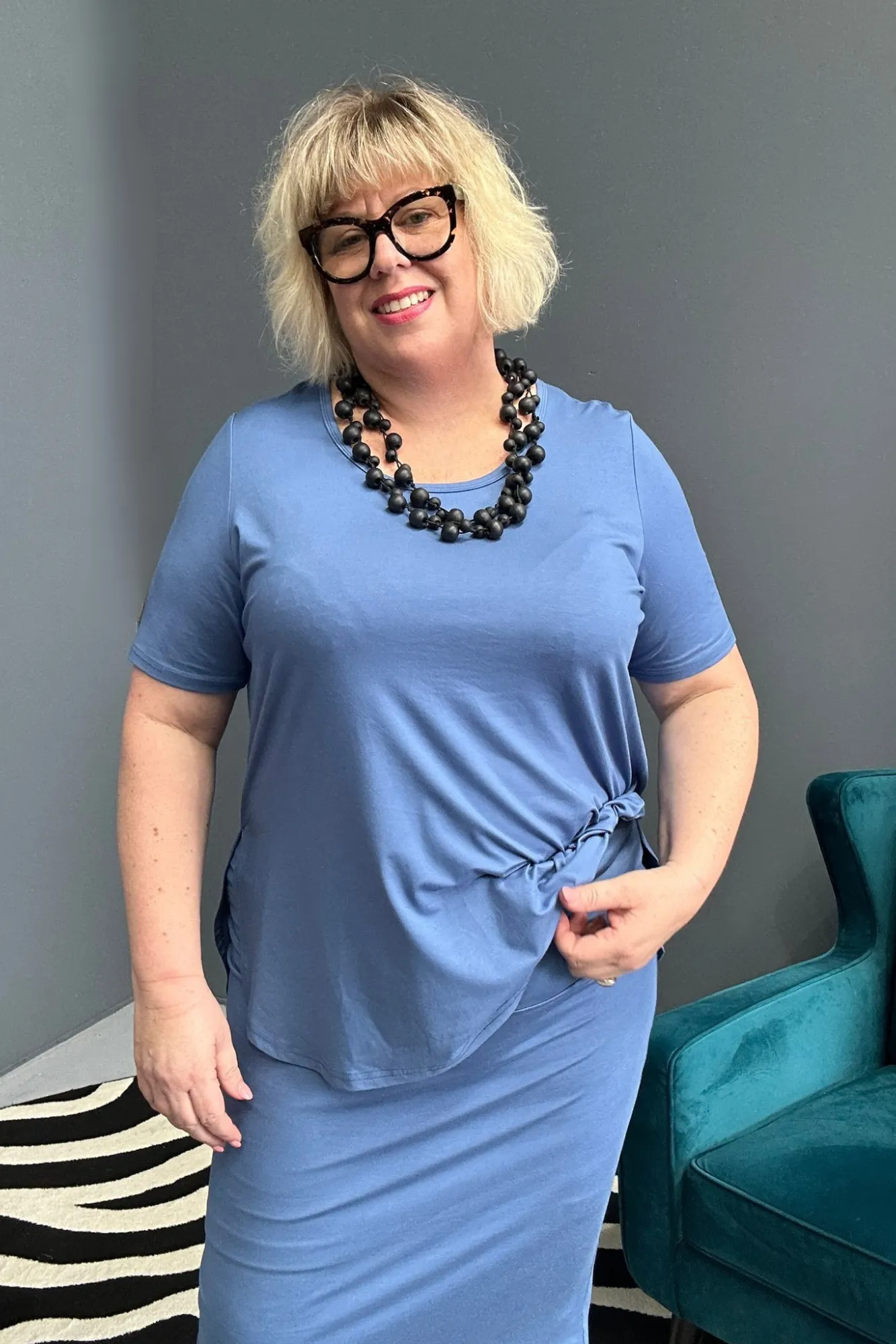 'CHARLI' Bamboo Tube Skirt - (mid weight) French Blue