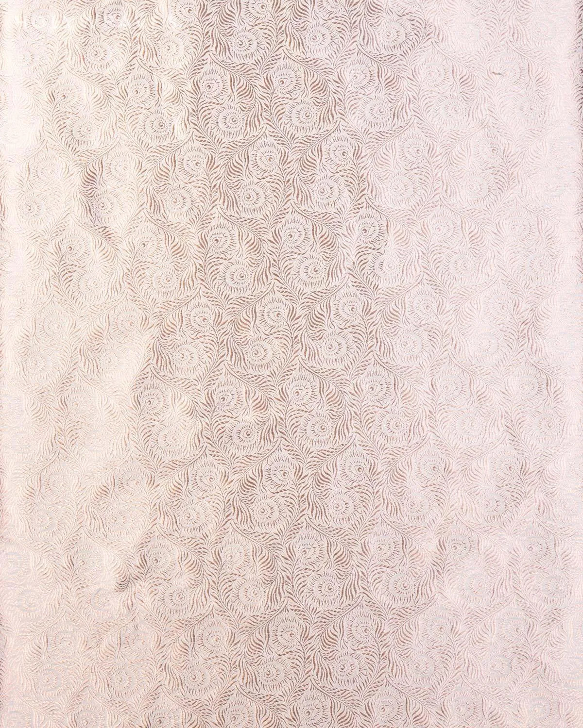 Cream Banarasi Morpankh Brocade Handwoven Katan Silk Fabric