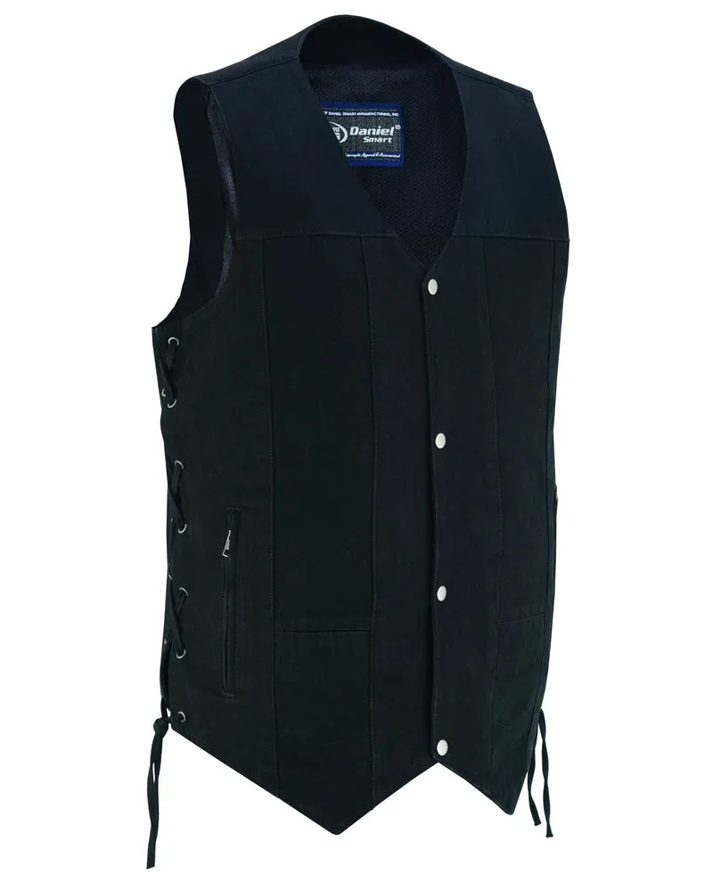 DM Men's Ten Pocket Denim Utility Vest - TALL