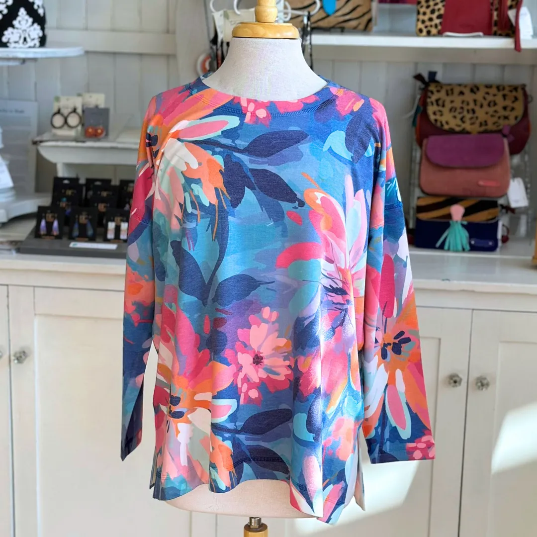 Floral Printed French Terry Top