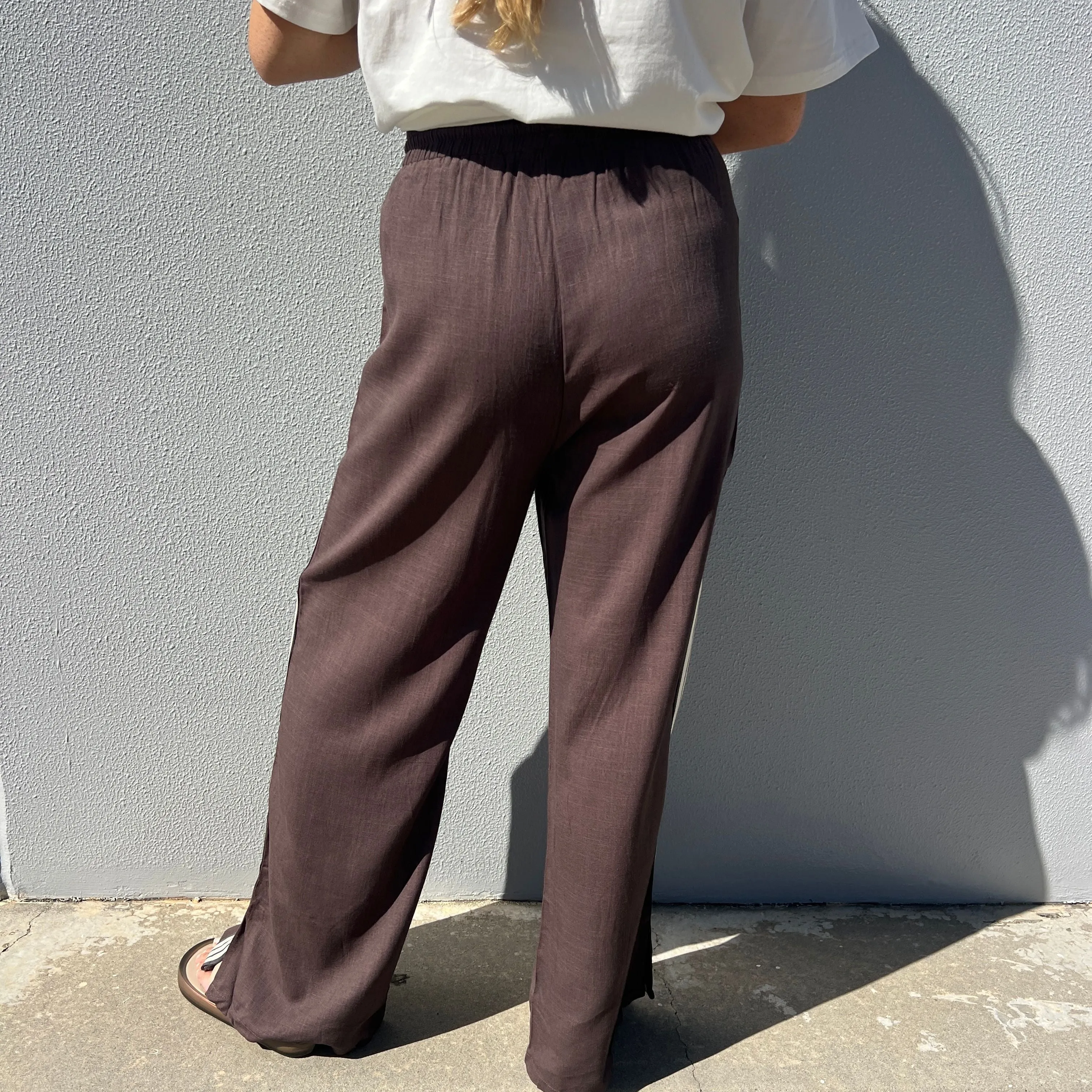 Lola Stripe Pant - Chocolate