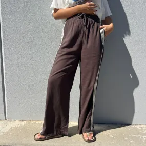 Lola Stripe Pant - Chocolate
