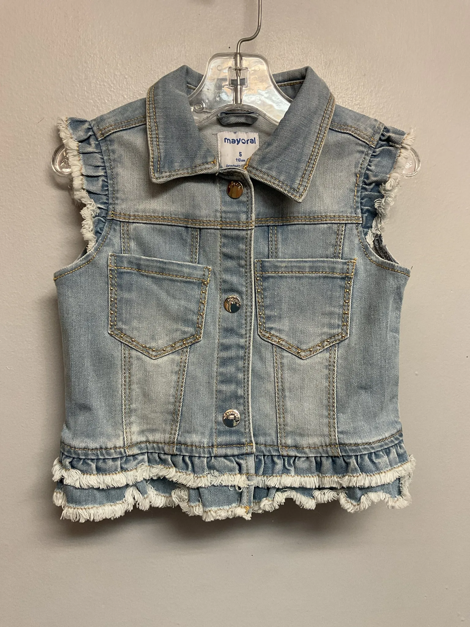 Mayoral Size 5 Denim Cotton Girls Sweaters & Vests