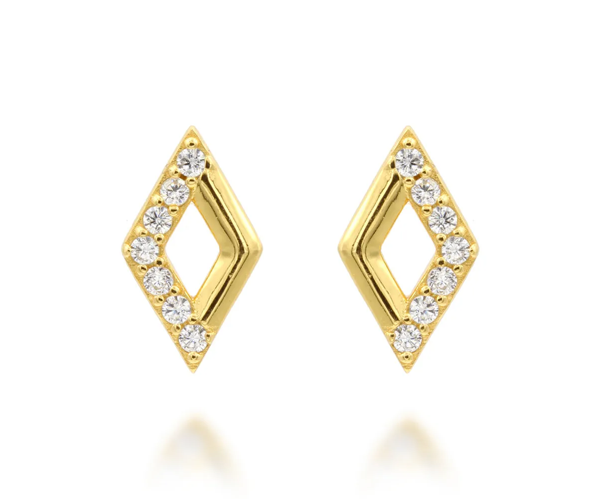 Mini Diamond Pavé Crystal Gold Earrings