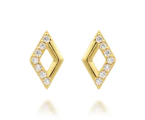 Mini Diamond Pavé Crystal Gold Earrings