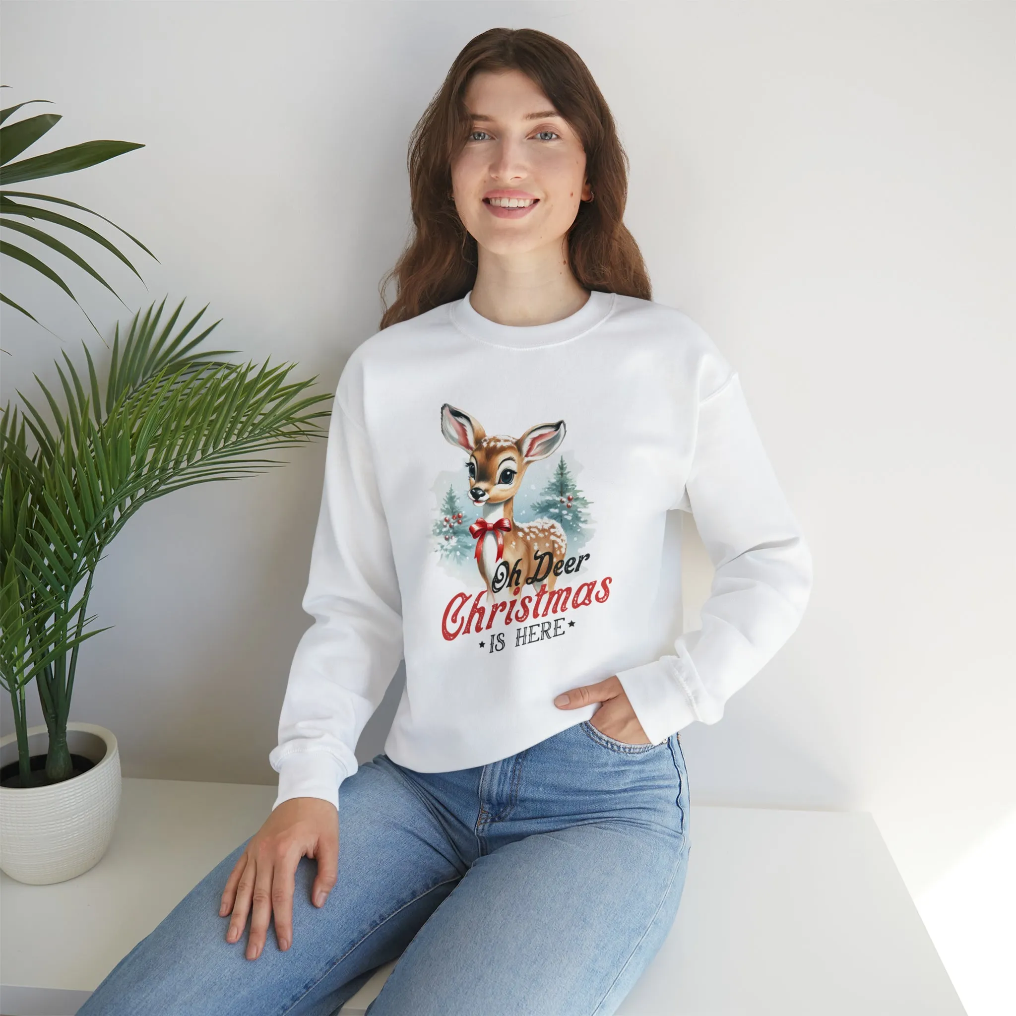 Oh Deer Its Christmas | Crewneck Sweatshirt | Unisex Sizing