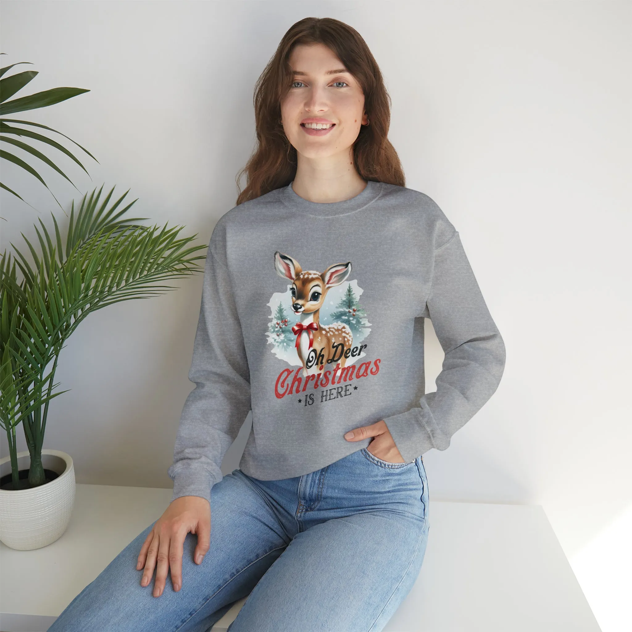 Oh Deer Its Christmas | Crewneck Sweatshirt | Unisex Sizing