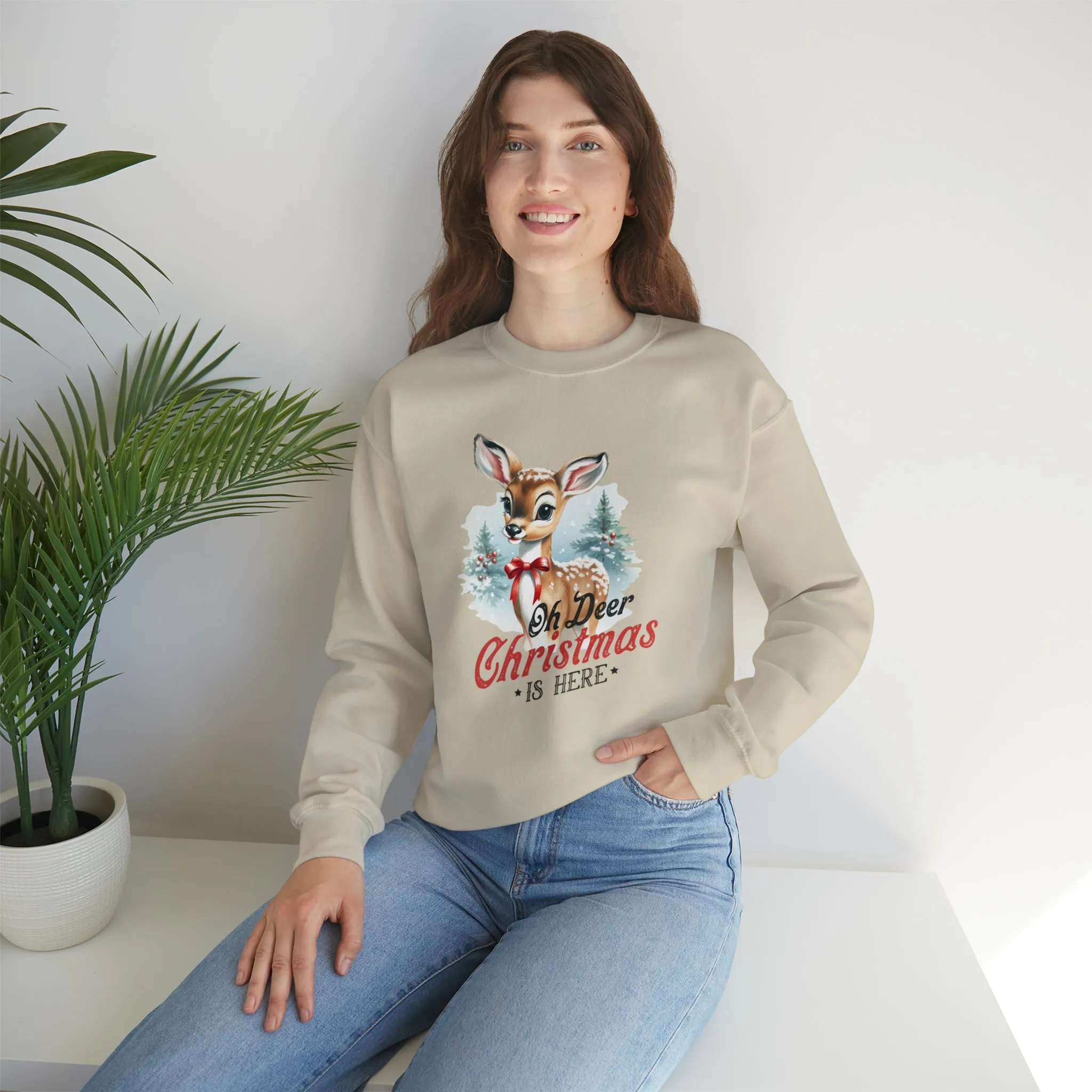 Oh Deer Its Christmas | Crewneck Sweatshirt | Unisex Sizing