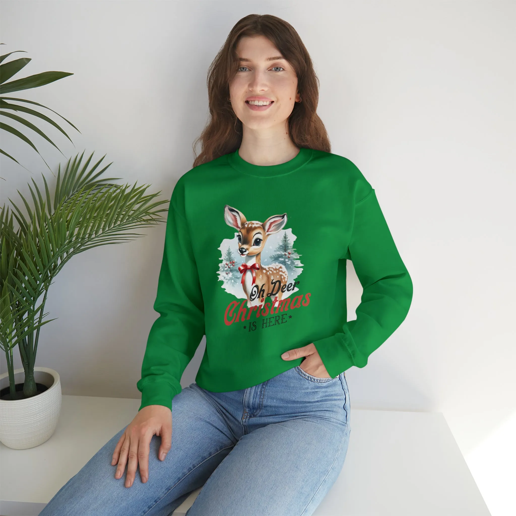 Oh Deer Its Christmas | Crewneck Sweatshirt | Unisex Sizing