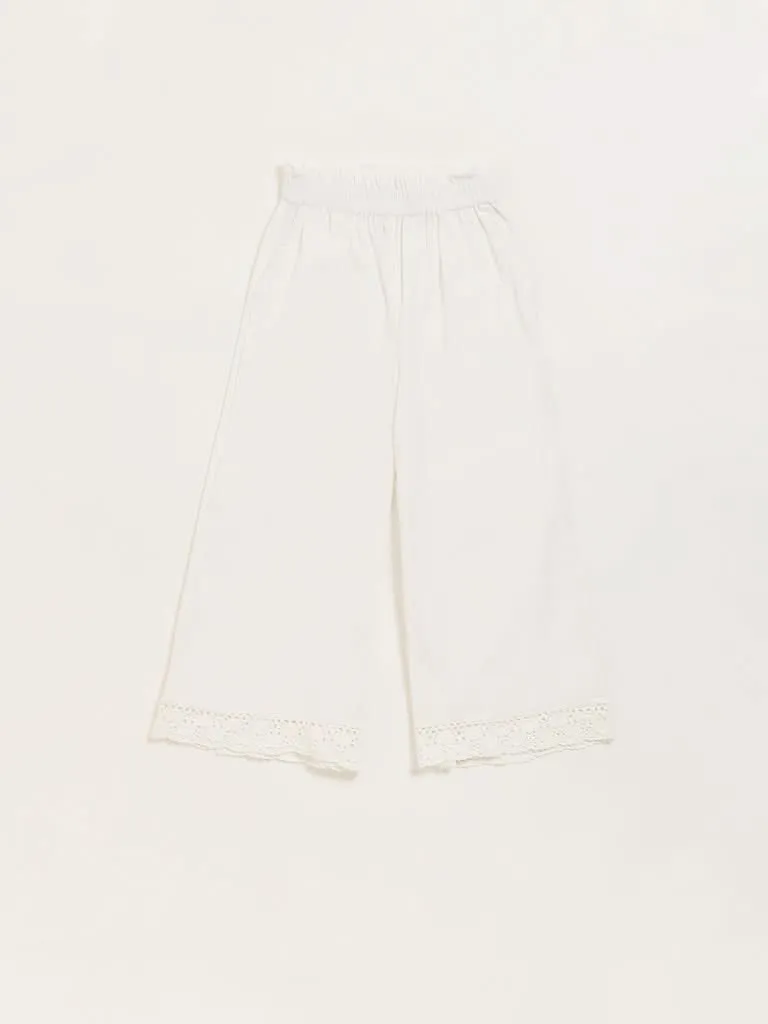 Utsa Kids White Straight-Leg Pants (8 -14yrs)
