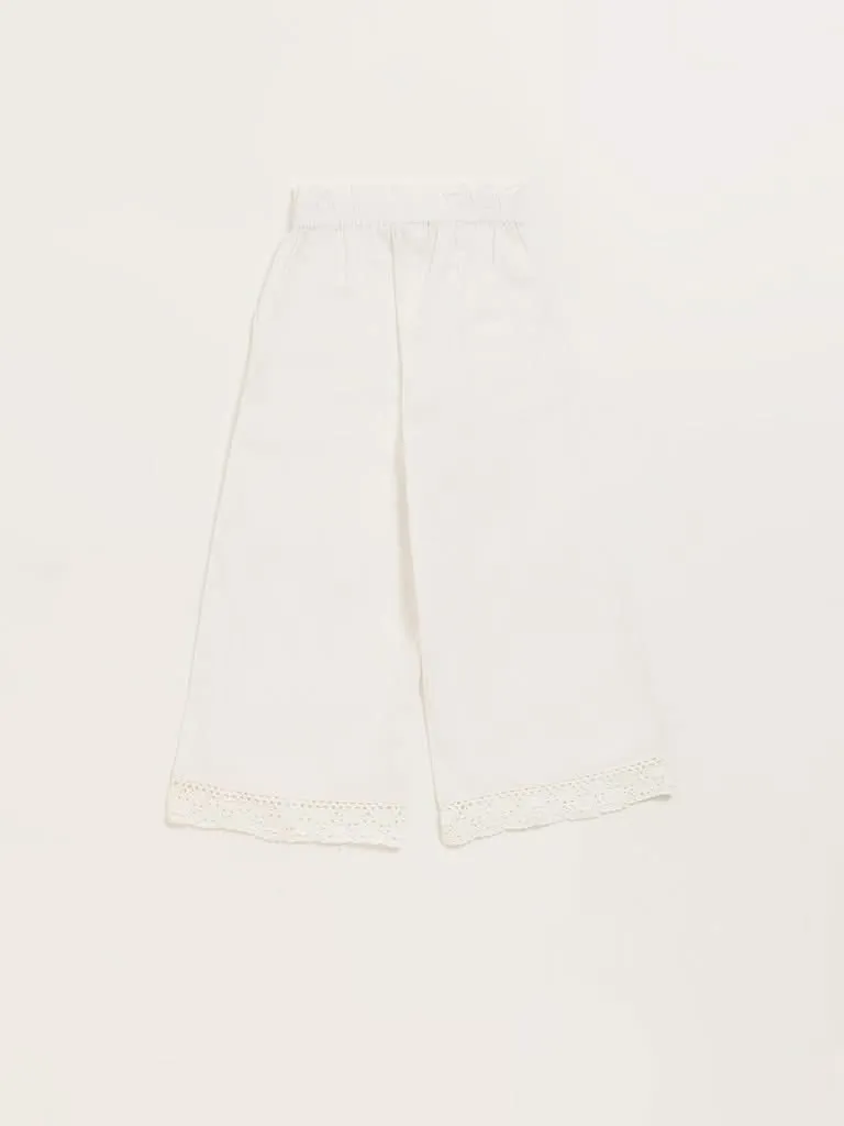 Utsa Kids White Straight-Leg Pants (8 -14yrs)